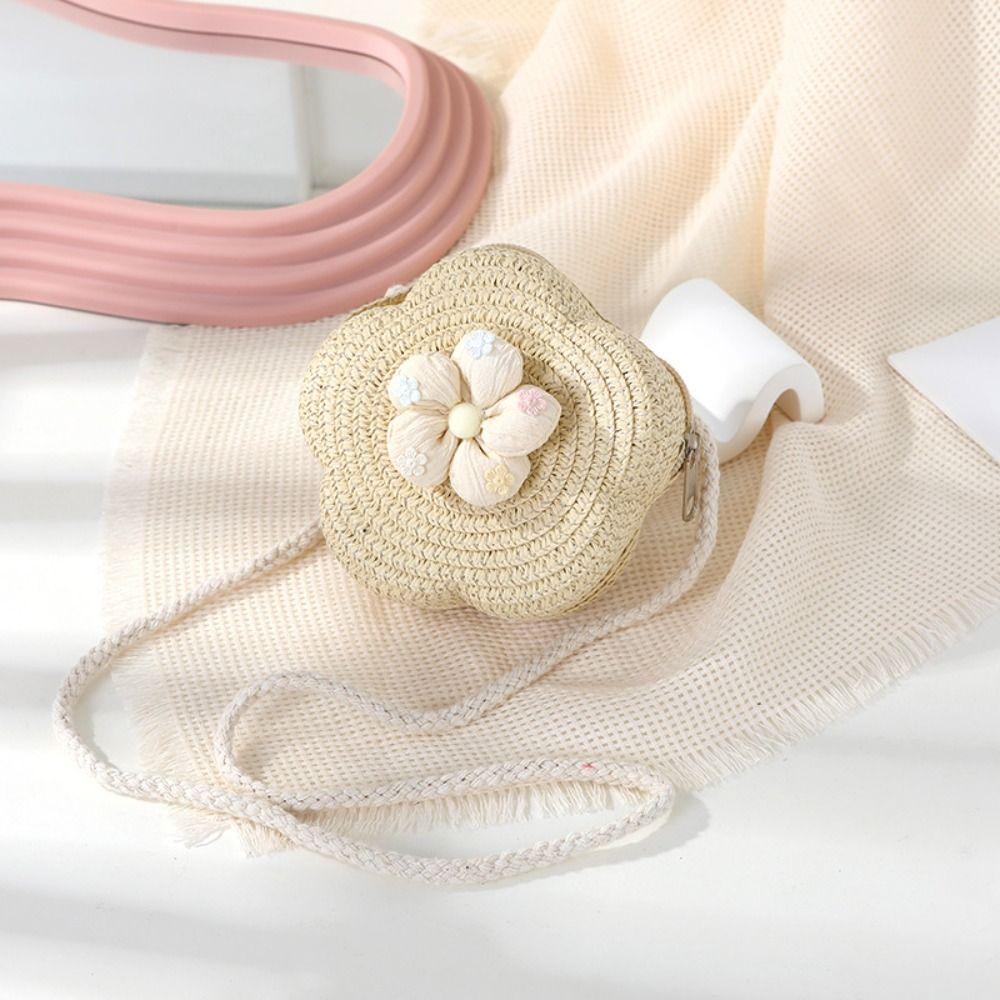 

Соломенные сумки через плечо из соломы, мини-сумки принцессы, симпатичная сумка через плечо для детей и девочек beige-2