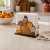 Stable Vertical Paper Towel Stand Thanksgiving Solid Wood Napkin Holder, Fall Harvest Gnome Scarecrow Turkey Tissue Autumn Kitchen Countertop