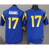 Camiseta de Rugby Bordada Camiseta Deportiva de Equipo Los Angeles Rams 17 Adams Azul Corte Regular