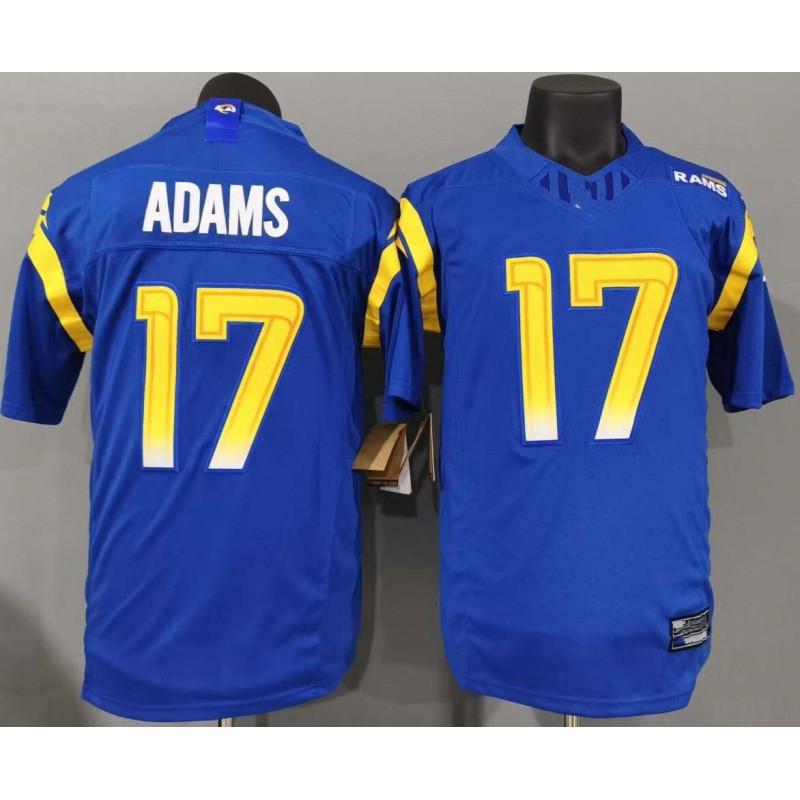Camiseta de Rugby Bordada Camiseta Deportiva de Equipo Los Angeles Rams 17 Adams Azul Corte Regular
