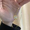 18K Gold Plated Roman Square Metal Necklace with Rock Candy Layered Design
