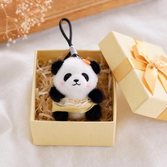 Doll Pendant, Mini Size Portable Keychain Pendant, Soft Velvet Fabric Panda Design Doll, Durable Accessory for Bags Keys Backpacks