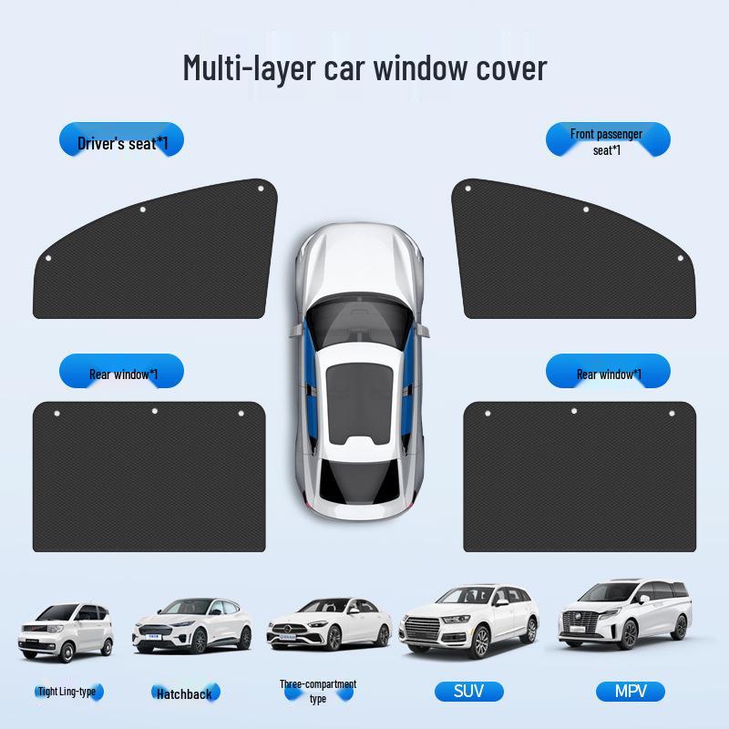 Car Sun Shade: Suction Cup Heat Insulation & Privacy Blackout Curtain for Vehicle Windows