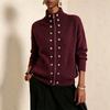 Women S Loose Short Double Breasted Stand Collar Zip Knit Cardigan Autumn Winter