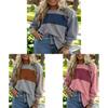 Polyester Striped Casual Long Sleeve T Shirt For Women With Color Block Design For Spring