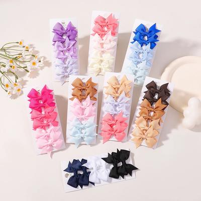 6Pcs/Lot Solid Color Ribbon Baby Bows Hair Clips For Baby Girls Handmade Bowknot Hairpin Mini Barrettes Kids Hair Accessories Quality