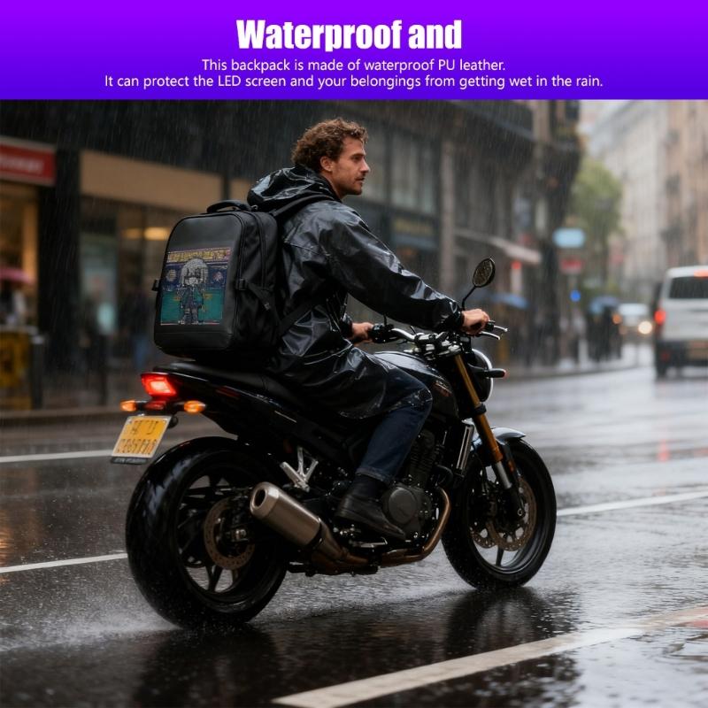 Laptop Backpacks with Programmable Screen,App Control Led Laptop Backpacks,Waterproof Led Bag,Motorcycle Backpacks