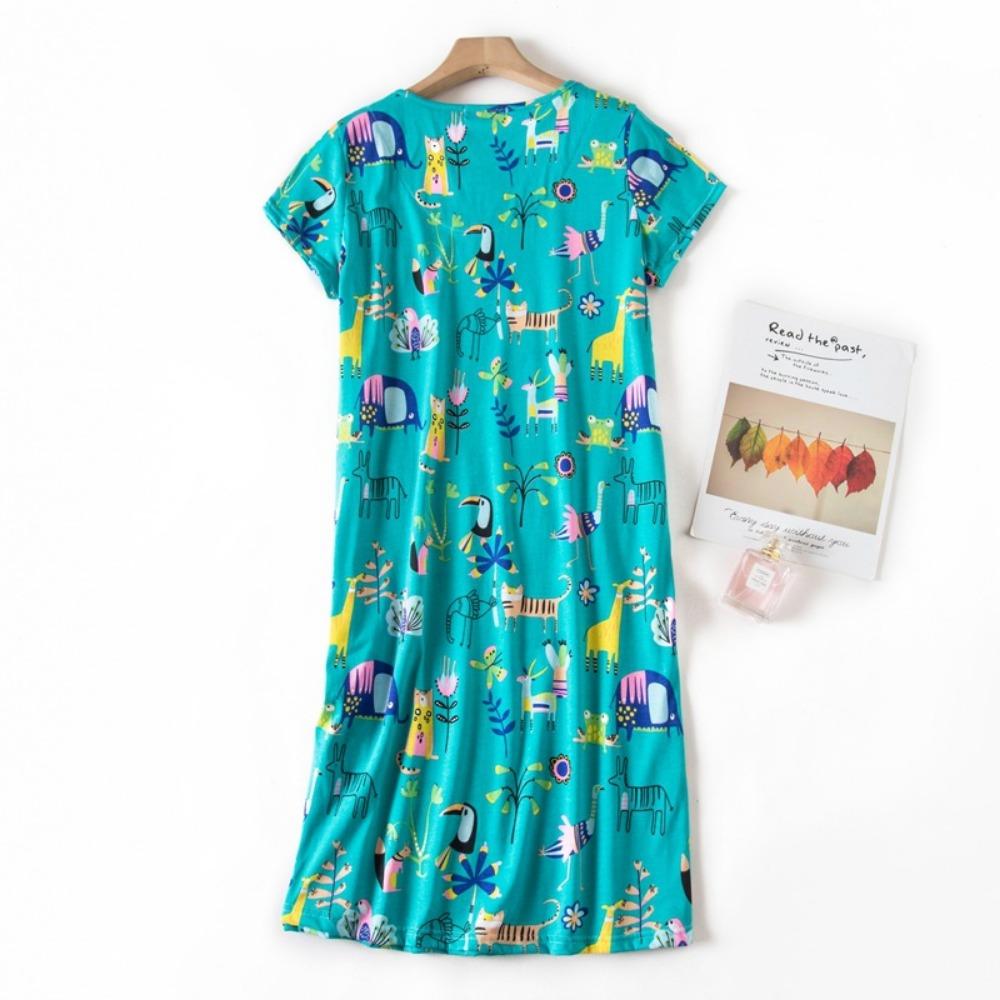 Fashion Casual Women Dress Short Sleeve Sleepwear Dresses Loose Fit Nightwear Home Clothes Nightie Loungewear Dresses