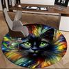 1pc Colorful Cat Face Round Carpet Anime Design Chair Mat, Non Slip Rug for Office & Home Decor
