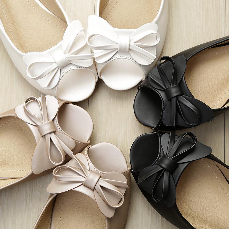 Nowe damskie buty płaskie sandały z odkrytymi palcami dziewczęce letnie mokasyny wsuwane z kokardką