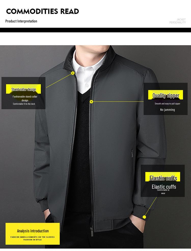 Men's Winter Stand Collar Cotton Jacket (2025): Thickened, Warm, Casual Outerwear for Middle-Aged and Elderly Men.
