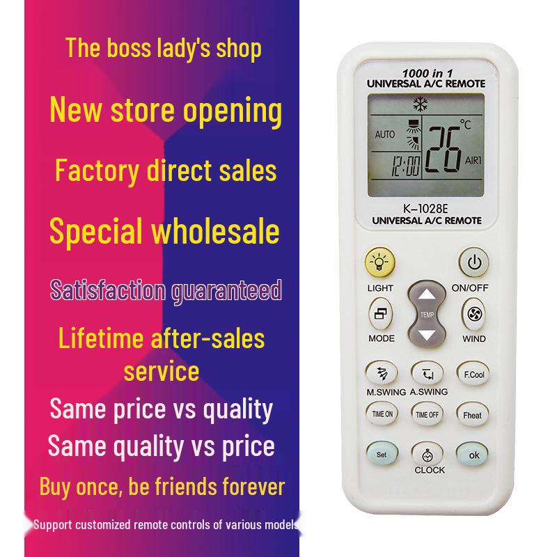 

Universal Air Conditioner Remote Control K-1028E - 1000 in 1, Original Quality, English Version