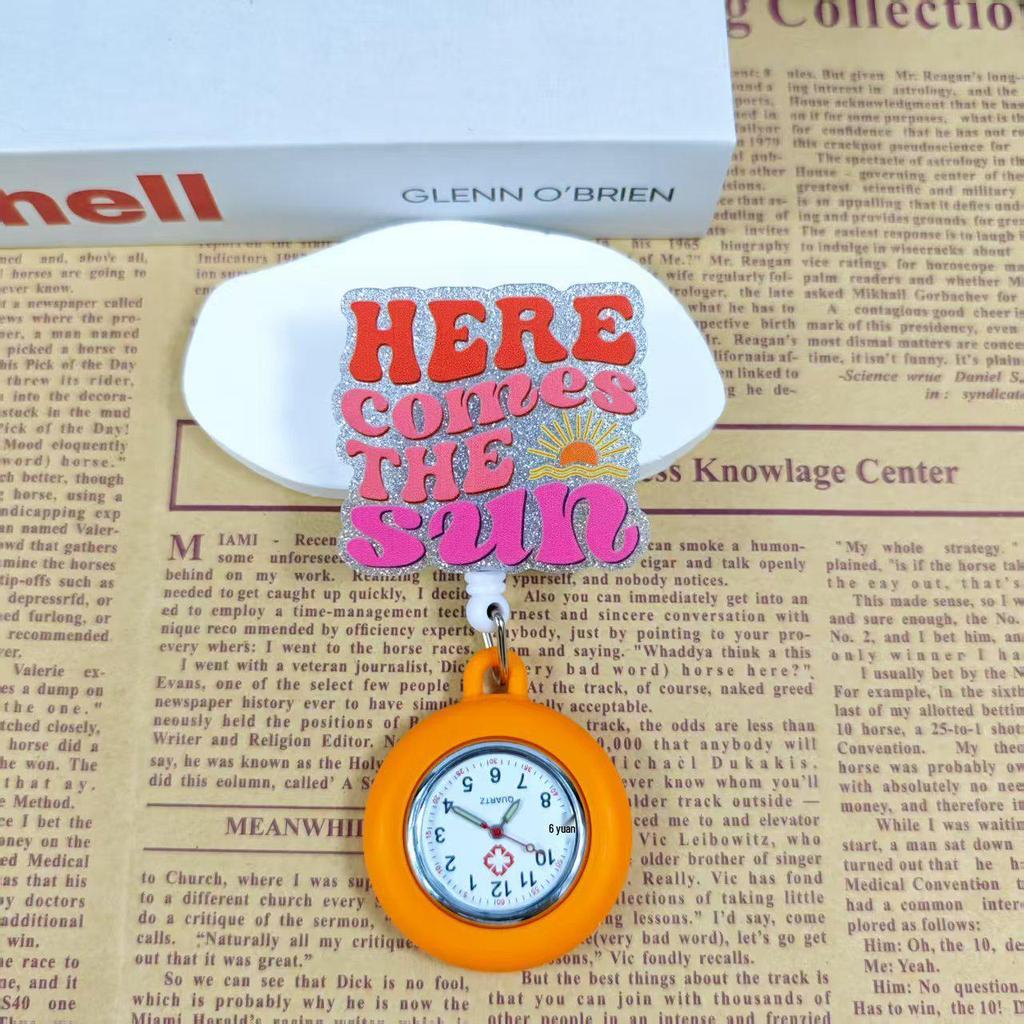 Shiny Cartoon Nurse & Doctor Badge Reel with Retractable PVC Pocket Watch Clip