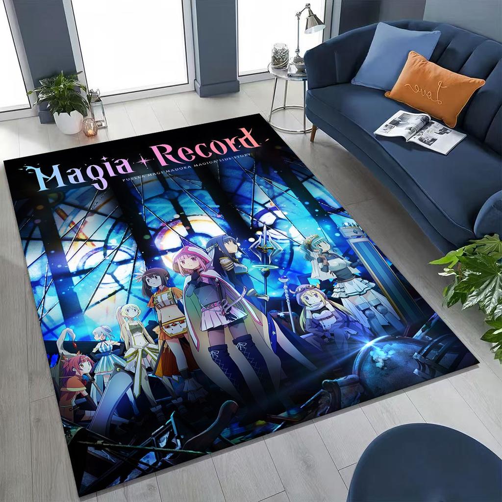 Cartoon Puella Magi Madoka Magica Girl Anime Rug for Bedroom Living Room Sofa Home Doormat Decor,Large Kids Non-slip Floor Mat