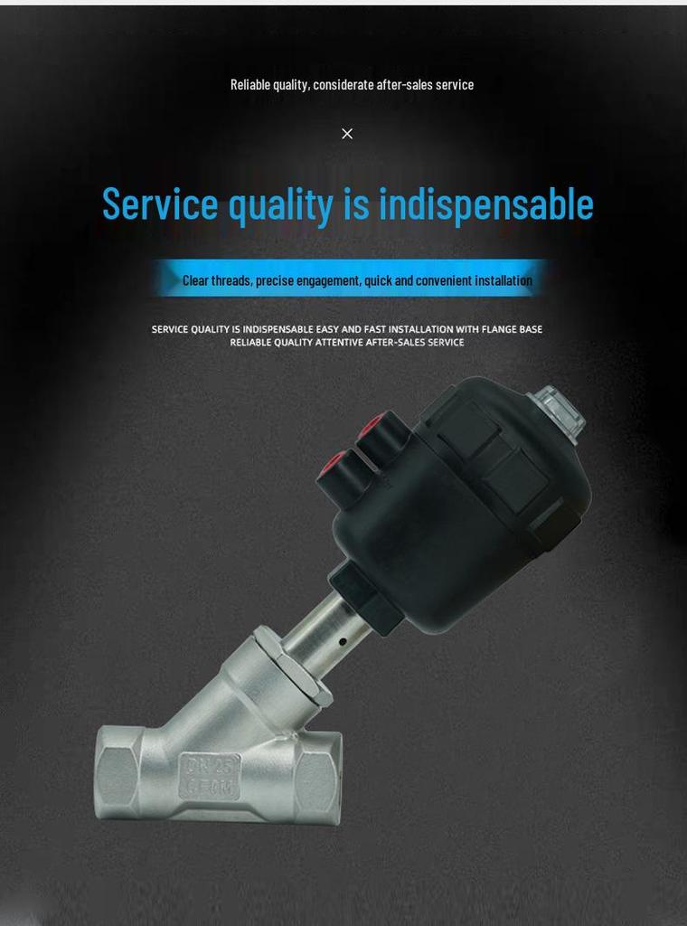 Stainless Steel Pneumatic Y-Type Angle Seat Valve with Internal Thread Connection