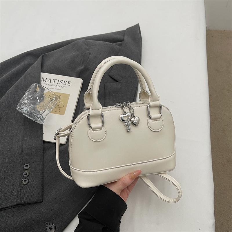 Glossy PU Handbag Women Fashion Mini Shoulder Bag Classic Oval Shape Crossbody Tote Bag