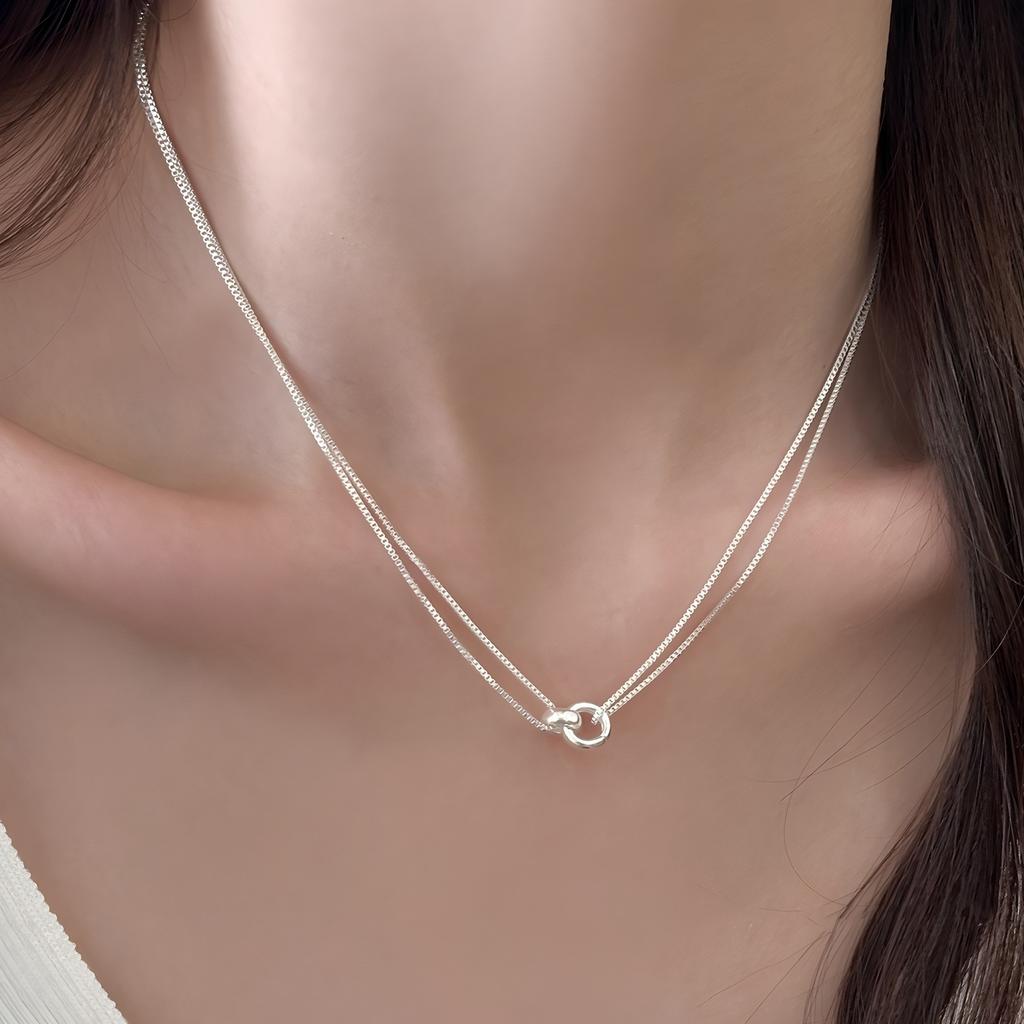VENTFILLE Naszyjnik z geometrycznym koralikiem ze srebra próby 925 dla kobiet i dziewcząt Koreański design Wszechstronny Choker Biżuteria Dropshipping Hurtownia