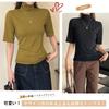 High Neck for Short Cut and Sewn Short Sleeve Summer Body Summer Clothes [7-livehouse] T-shirt Women, Sleeve, Top, Summer, Turtleneck, T-shirt, Plain,