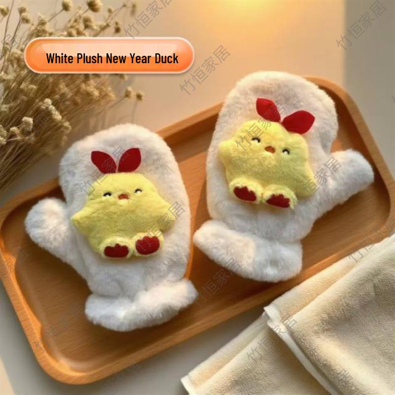 Cartoon Bear Paw Plush Gloves: Soft, Warm, and Cute Half-Finger Design for Women and Students.