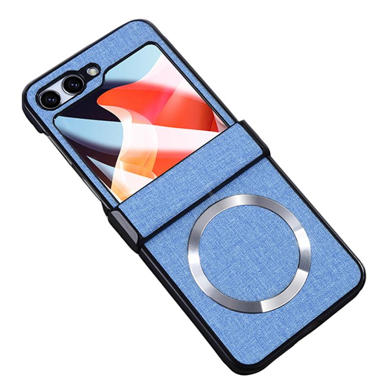 For Samsung Galaxy Z Flip6 5G Case Leather+PC Phone Cover with Rear Screen Film and Hinge
