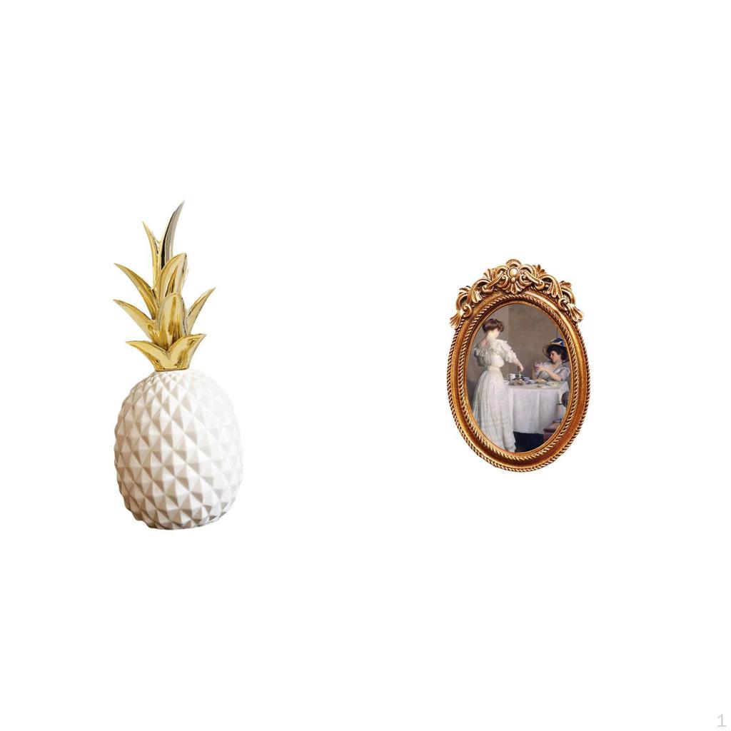 Pineapple Sculpture Ornament Resin Picture Frame Decorative Tabletop Display Holder Stand for