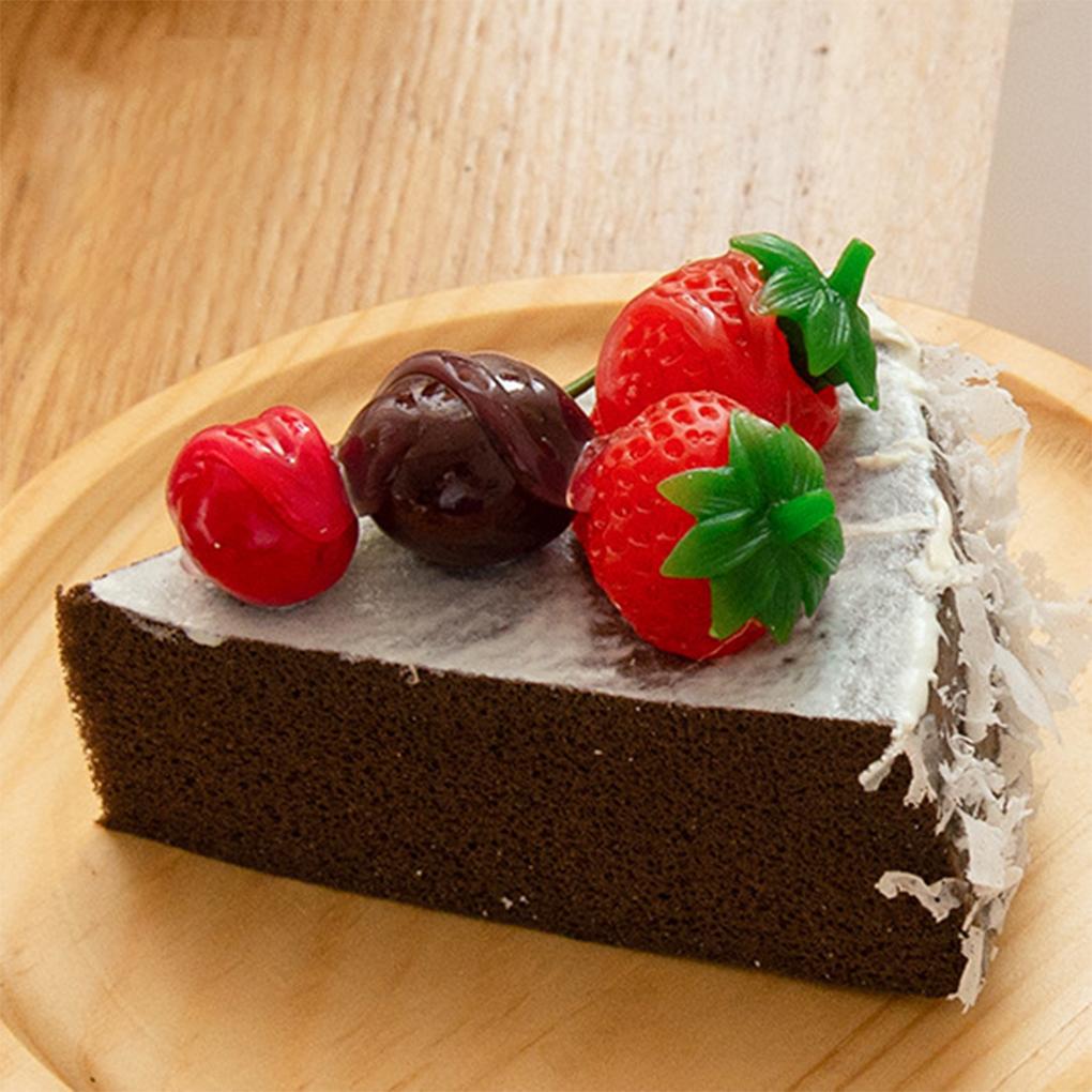 2piece Faux Bakery PVC Fruit Egg Model Function Practical Refrigerator Sticker Triangular Cake Decorations Bakery