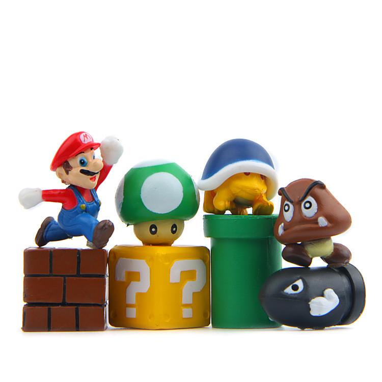 Cartoon Mario Super Style Pvc Toy Figures Set For Office And Displays Hobby