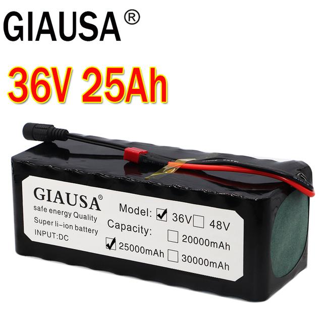 Giausa 10s4p 36v Battery 25ah Battery Pack 1000w High Power Battery 42v 25000mah 36v Electric Bike Battery Bms With 42v Charger