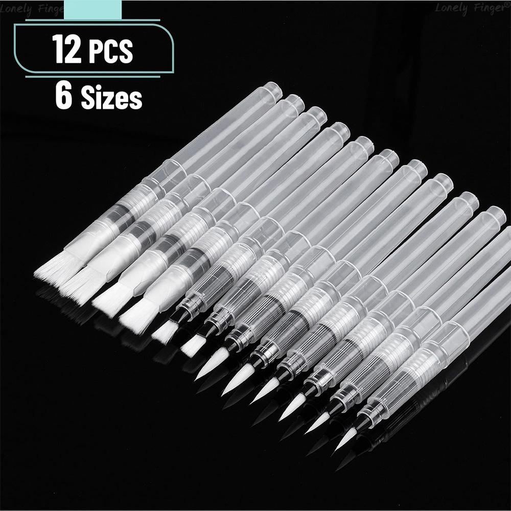 3-18 watercolor brush set, white nylon, with water storage function, DIY painting tools, suitable for school and outdoor use