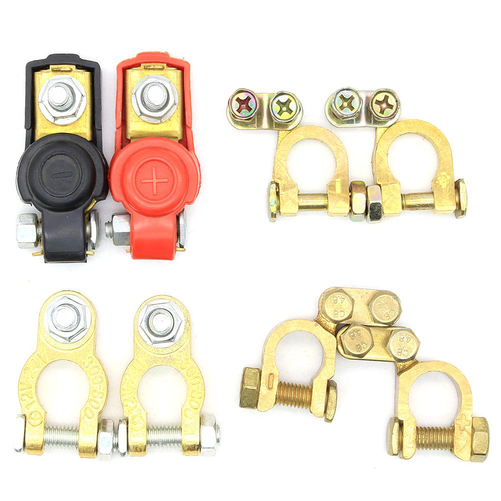 2Pcs Car Battery Terminal Wire Cable Clamp Top Quick Post Terminal Positive & Negative Electric Connector Clamps Auto Accessorie