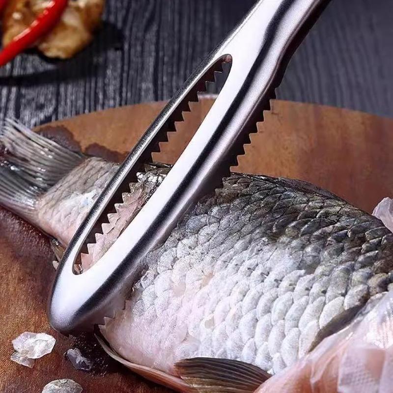 Stainles Fish Scales Scraping Graters Fast Cleaner Remove Skin Brush Cleaning Scraper Peeler Bone Scaler Tongs Tweezers Tool