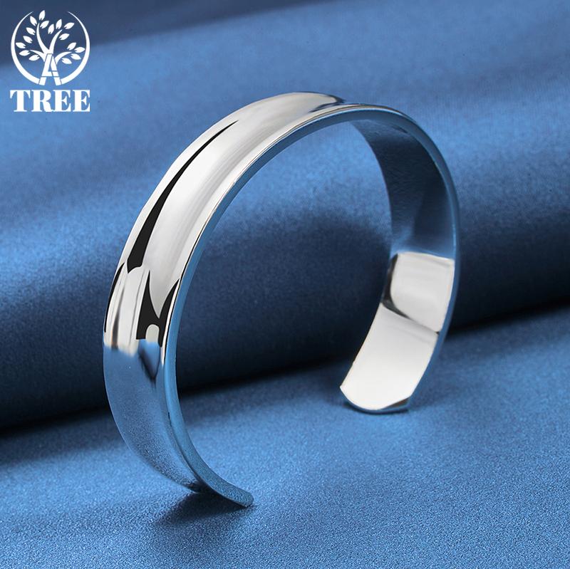 Pulseira ajustável de prata esterlina 925 redonda suave 12 mm joias