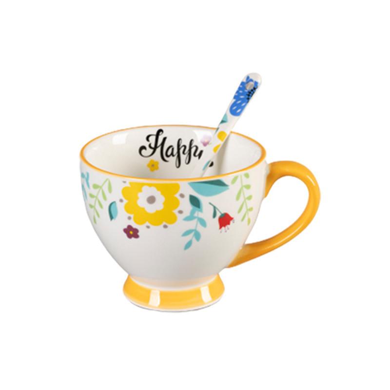

480ml Ceramic Large Oatmeal Mug with Spoon for Breakfast Beverage yoghurt Best Birthday Christmas Gifts for Women Girls Mother s 401-500ml жёлтый