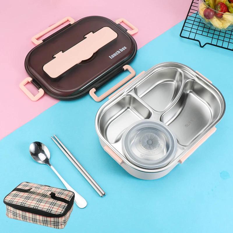 Leak-Proof Bento Box Dinnerware Set, 1300ml Food Container for Adult and Student, Stainless Steel 304, With Soup Bowl