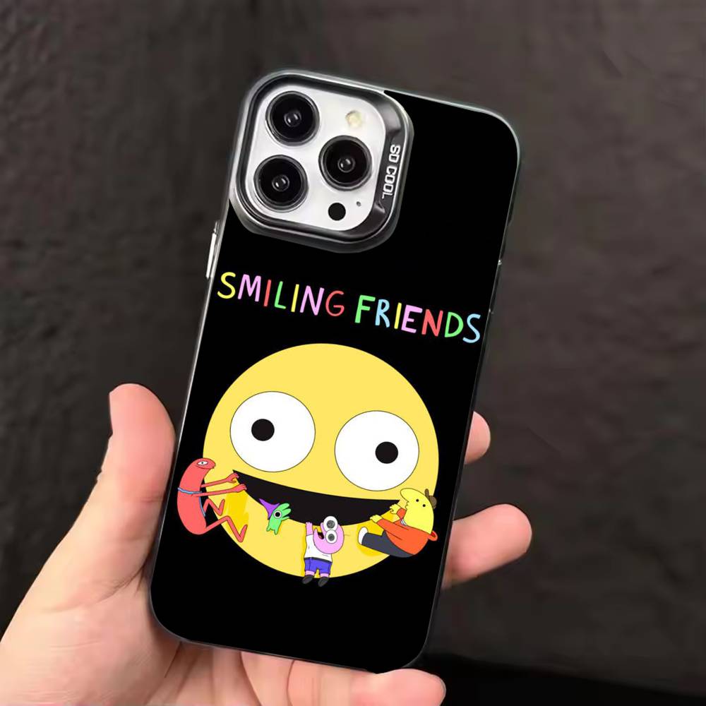Cartoon S-Smiling friends Phone Case Color Silver Shell For IPhone 17 16 15 14 13 12 11 Pro Max Plus