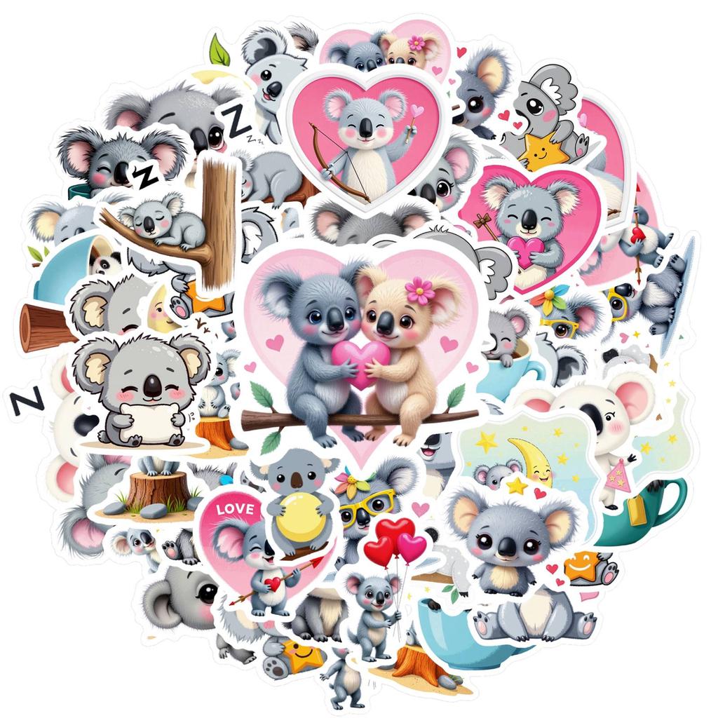 35pcs Cartoon Animal Stickers Playful Heart Animal Stickers DIY Stickers For Laptop Luggage Scrapbook Diary Sticker Guitar