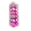 24 Pink Christmas Tree Decoration Balls - X-Mass Hanging Ornaments, Merry Christmas Ball Bauble for Home Party (Pink 24)