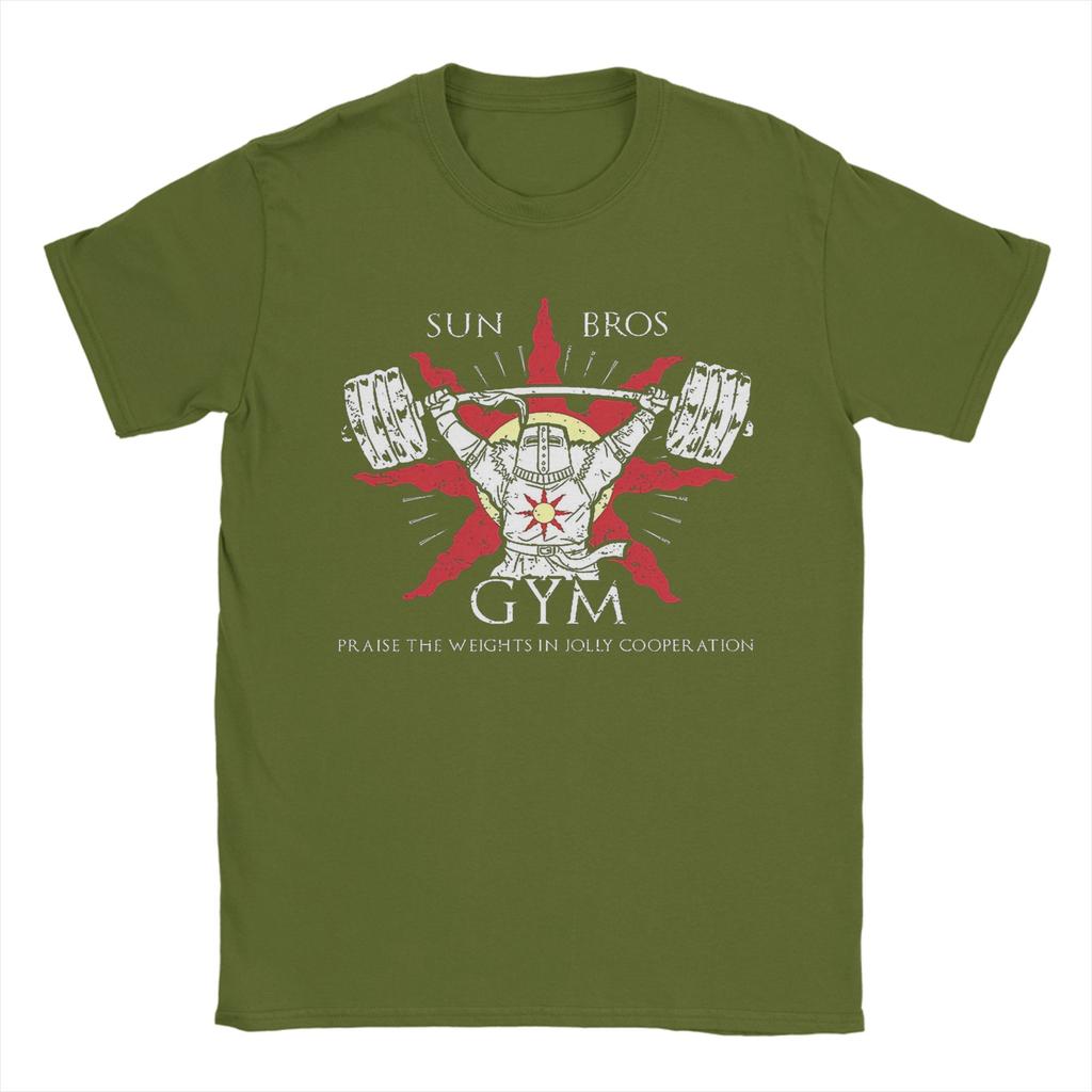 Sun Bros Gym 100 Cotton TShirt For Man Summer Funny TShirts Crew Neck Harajuku Tees Oversized Loose Clothing