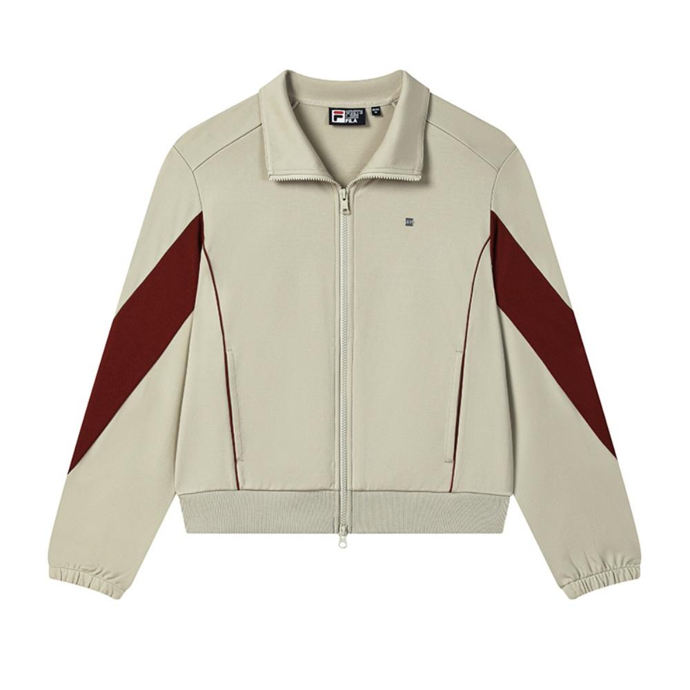 Fila White Retro Fashion Trendy Casual Versatile Comfortable Color Block Knitted Jacket Women Jackets Foam-Grey F11W533502FGY