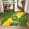 Crystal Velvet Square Rug Custom NameJohn Deere Pattern Non Slip Home Floor Decor Rug