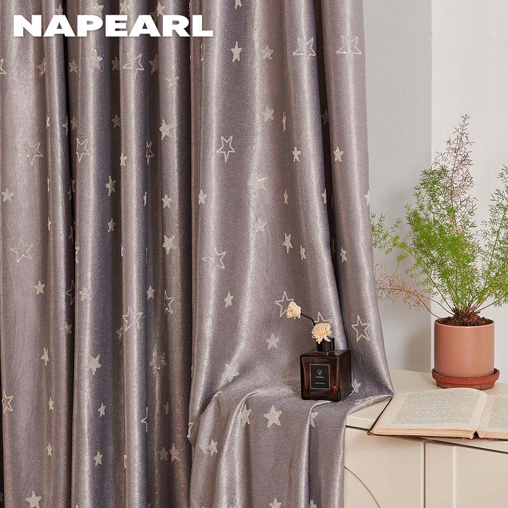 1PC NAPEARL 80% Blackout Curtain Star Pattern Thermal Insulated Curtains for Bedroom Living Room Balcony Window for Home Decor