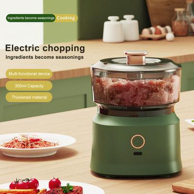 Fleischwolf Gemüseschneider mit 350 ml Fassungsvermögen Ein-Knopf Elektrohacker Transparenter Becherkörper Lebensmittel