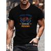 European Sizes Bicycle Pattern Combined with Text Element Print, Sporty and Energetic Style, Street Fashion Casual Versatile Top