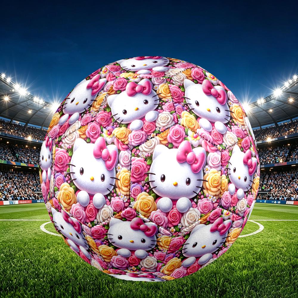 1pc Standard Football Size 5, Soccer Balls, Lovely Cat Pattern Soccer Ball, Machine Stitched, Ball for Training & Outdoor Match