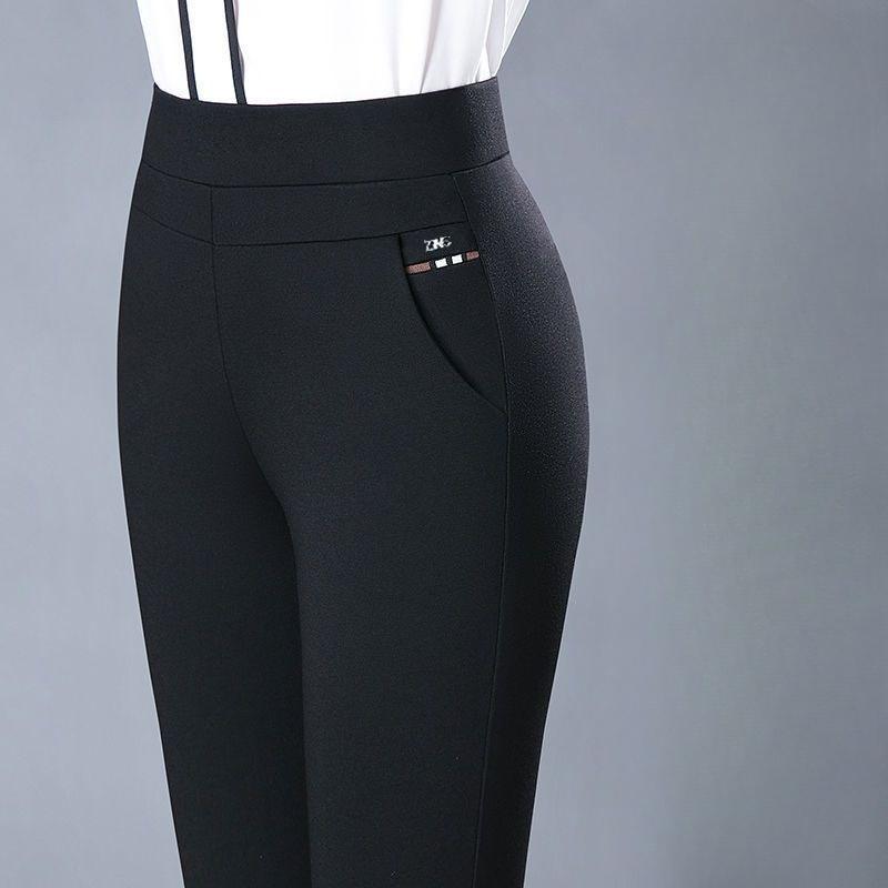 Spring and Autumn Women's High-Waisted Casual Elastic Pants, Slim-Fitting Pants for Middle-Aged and Elderly Women, Fashionable Pencil Pants