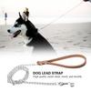 Metal Dog Leash Training Collar Rope   Strap with PU Handle (Brown)