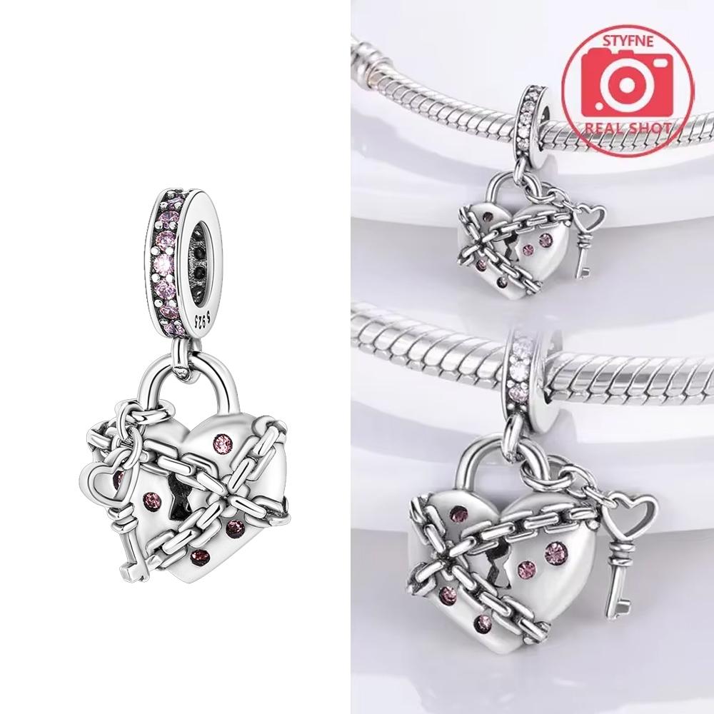 Copper Colors Key Heart-Shaped Series Eternal Love Lock Charm Fit Original Bracelet Diy Fine Jewelry Gift For Women