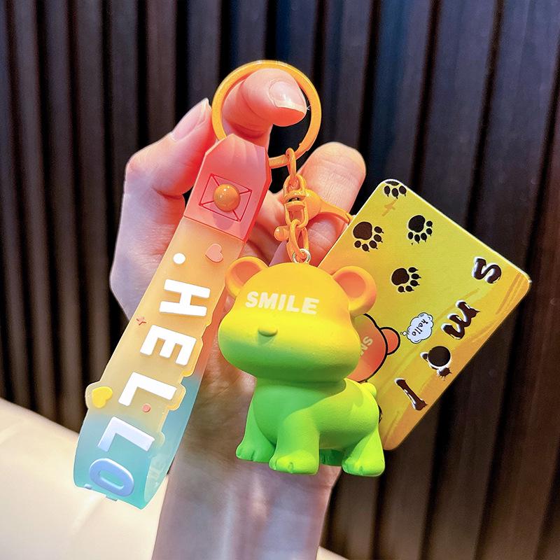 Colorful Jelly Bear Resin Keychain - Cute Figurine for Bags & Cars - Perfect Small Gift
