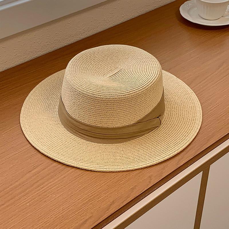 Summer Straw Hat With Large Brim Sunshade For Beach And Outdoor Leisure