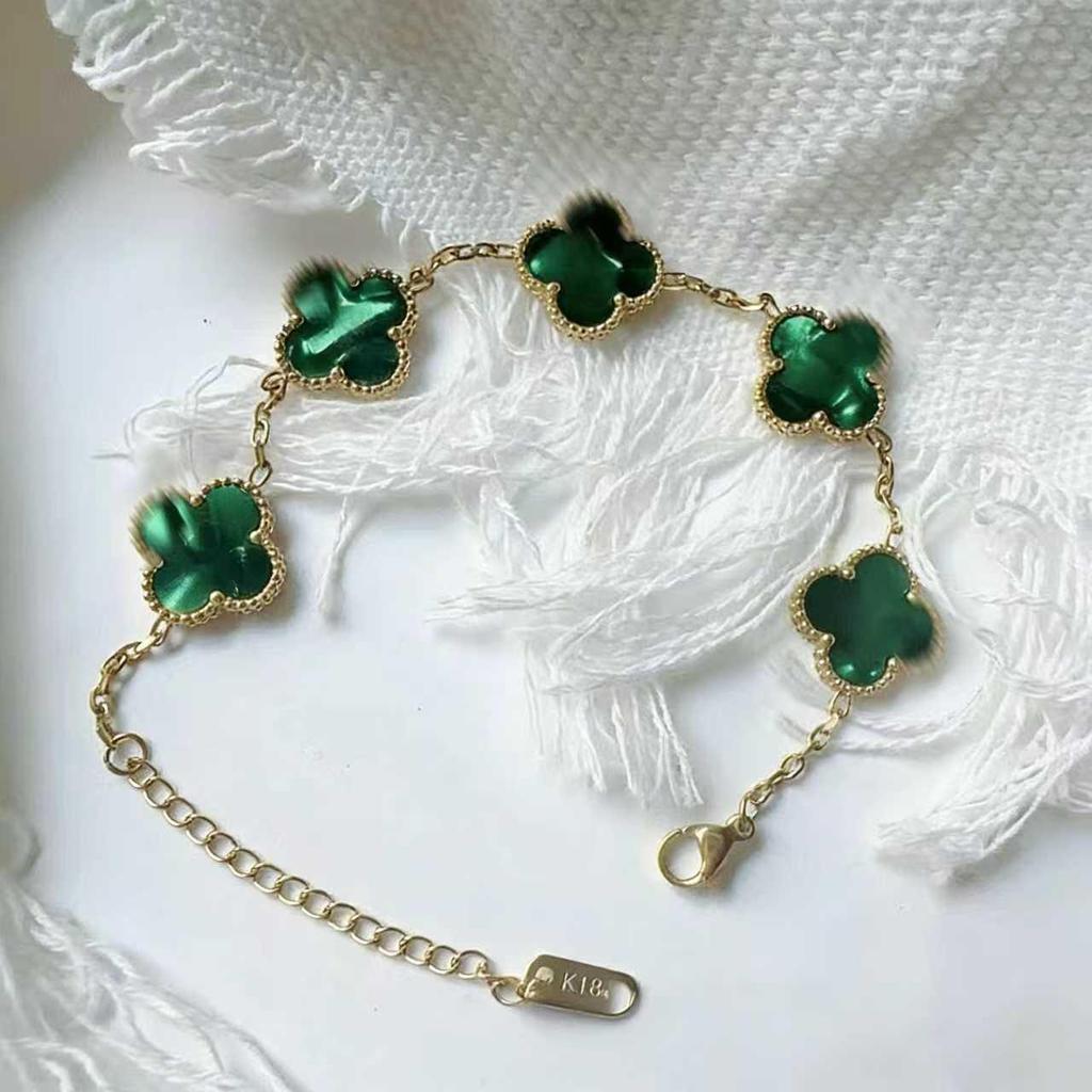 Pulsera de trébol de cuatro hojas de 15 mm - Joyería clásica de cinco flores, oro de 18k, no se decolora.